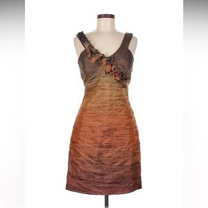 Fall Autumn - Max & Cleo One Shoulder Ombre Dress - Brown and Gold